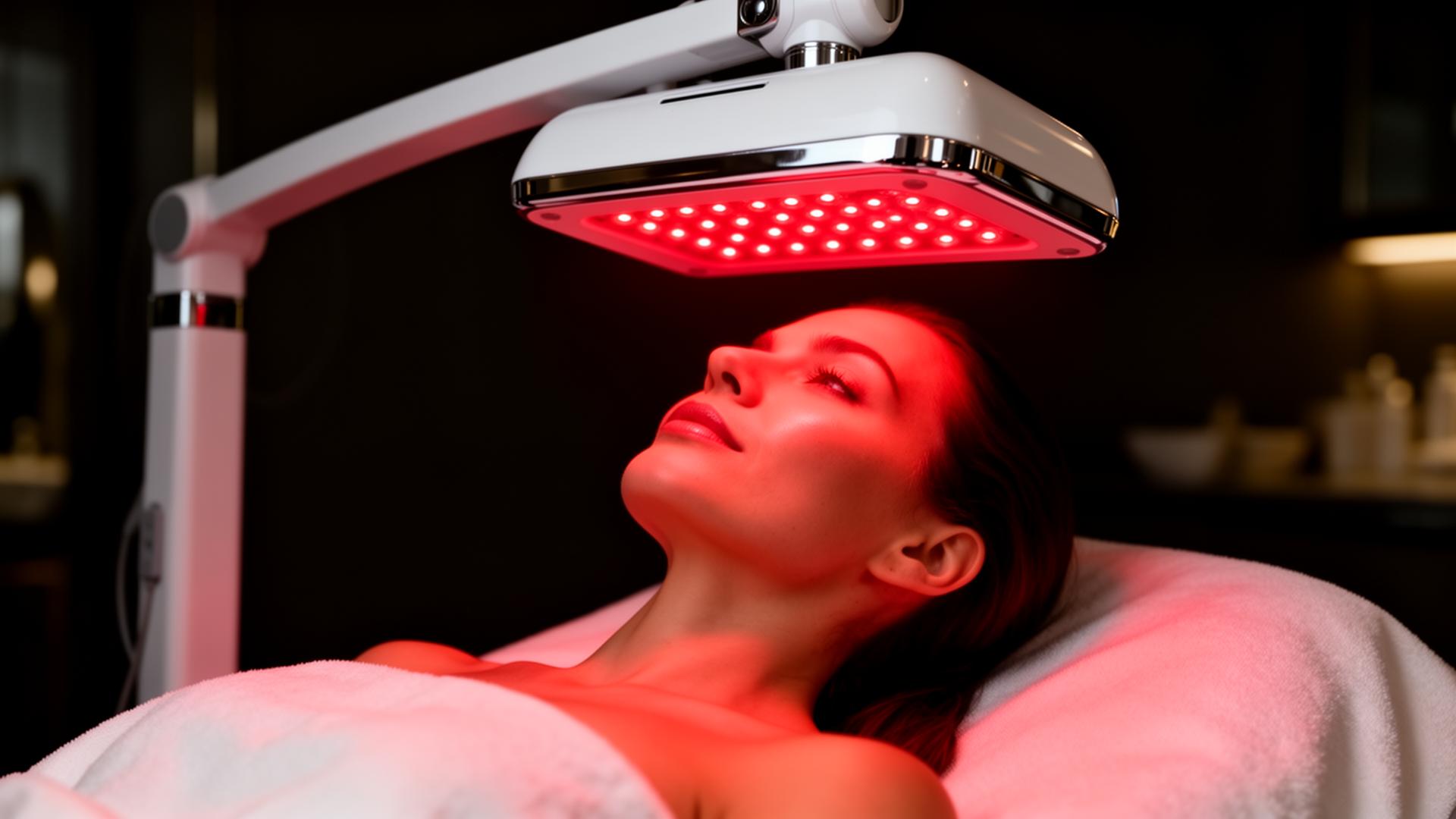 Professional red LED light therapy facial at Light 26 Spa